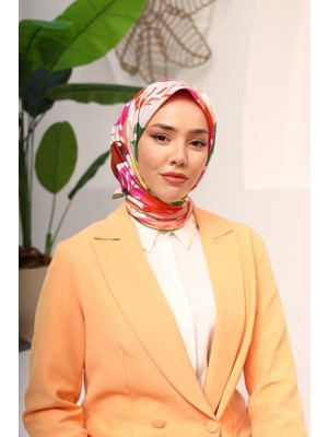 Silk Home Koyu Yeşil Yaprak Desen Tivil İpek Eşarp IST 11406 - 47