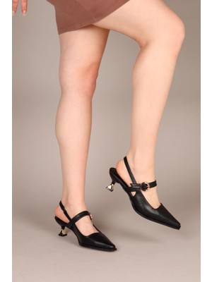 Freyja Tokalı Alçak Stiletto Siyah