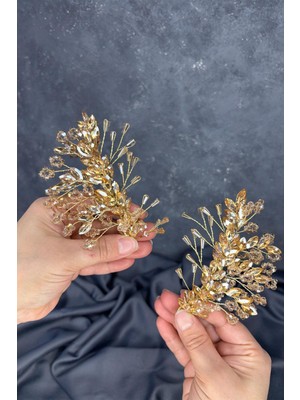 Çift Taraflı Selis Gelin Tacı Kına ve Düğün Saç Aksesuarı