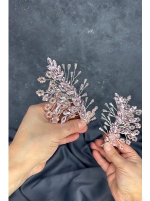 Lila Selis Çift Taraflı Gelin Kına Tacı Saç Aksesuarı