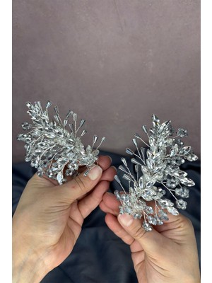 Çift Taraflı Selis Gelin Tacı Kına ve Düğün Saç Aksesuarı