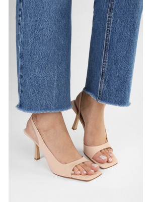 Kadın Sassy Bej Zara Saten Topuklu Ayakkabı