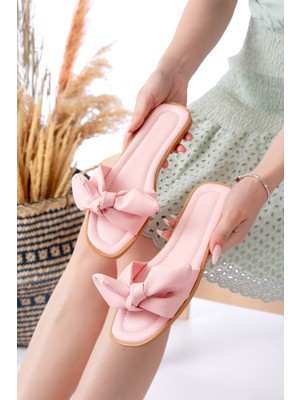 Yazlık Fiyonk Detaylı Kadın Terlik Sandalet Rahat Hafif Taban