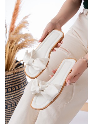 Yazlık Fiyonk Detaylı Kadın Terlik Sandalet Rahat Hafif Taban