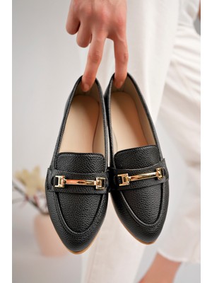 Ortopedik Taban Kadın Loafer Babet Makosen Casual Tokalı Günlük Ayakkabı Şık Hafif Rahat Taban