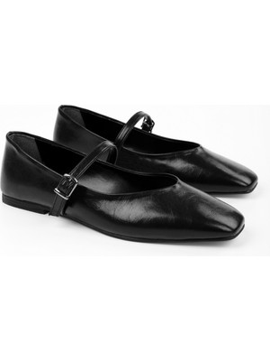 Shoeberry Kadın Sore Siyah Cilt Babet