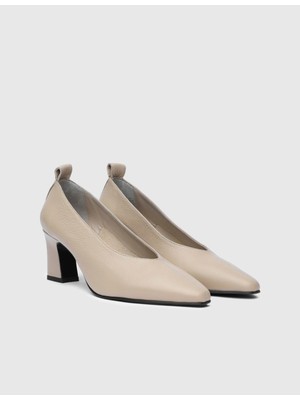 İLVİ Jenssens  Floter Deri Kadın Vizon Topuklu Ayakkabı