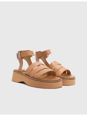 İLVİ Petkov  Deri Kadın Taba Sandalet