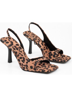 Kadın Sassy Leopar Zara Saten Topuklu Ayakkabı