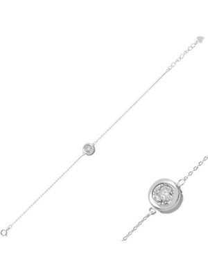5mm Zirkon Tektaş Kadın Gümüş Bileklik