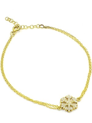 Kar Tanesi Sarı Renk Bayan Gümüş Bileklik