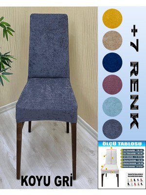 GL Home 6 Adet Babyface Kadife Kumaş Sandalye Kılıfı Yıkanabilir Likralı Esnek Lastikli, Sandalye Örtü