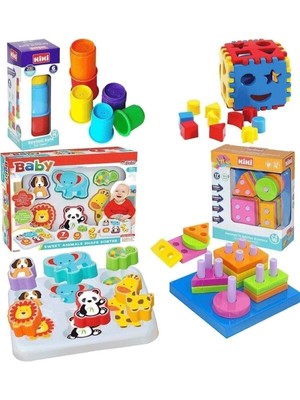 Luxury Oyuncak Bultak Eğitici Geometri Şekiller Dizayn Kule Neşeli Hayvanlar Zeka Geliştirici Set 1 Adet