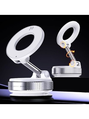 Diperla Manyetik Güçlü Açılı Vakumlu Mıknatıslı Araç Telefon Tutucu Cam Ayna Araba Araç Tutucu 360° Beyaz