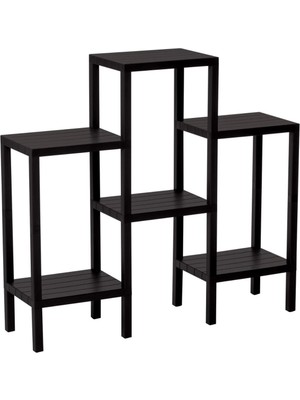 6 Raflı - Siyah Modüler Ünite Plastik 108X100X29 cm (4887)