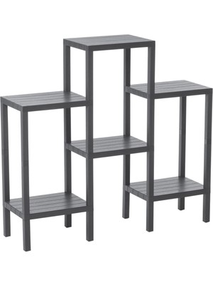 6 Raflı - Gri Modüler Ünite Plastik 108X100X29 cm (4887)