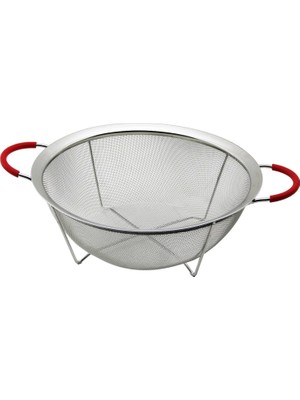 28CM Tel Sepet Metal Süzgeç Silikon Kılıflı Kulp Metal Çerçeve - Ayak (4887)