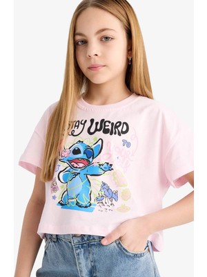 DeFacto Kız Çocuk Disney Lilo & Stitch Bisiklet Yaka Kısa Kollu Tişört E6507A825HS