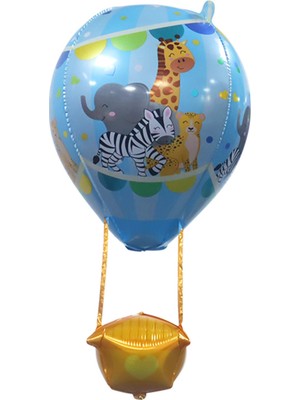 22 Inç Mavi Renk Safari Uçan Balon Temalı  Folyo Balon 88-28  cm