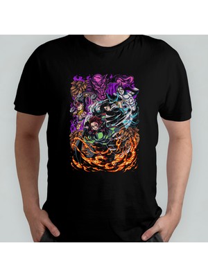 Pixxa Demon Slayer Kimetsu No Yaiba Unisex %100 Pamuklu Bisiklet Yaka T-Shirt Model 6