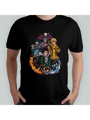 Pixxa Demon Slayer Kimetsu No Yaiba Unisex %100 Pamuklu Bisiklet Yaka T-Shirt Model 13