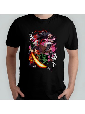 Pixxa Demon Slayer Kimetsu No Yaiba Unisex %100 Pamuklu Bisiklet Yaka T-Shirt Model 12