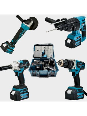 Ekinler Akülü Ultra 4lü Set Makina 58vf 5ah 125mm Avuç Taşlama, Sds Plus Kırıcı Delici Hilti, Somun Sıkma Sökme, Vidalama Matkap EEA090