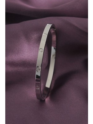 Clariss 316L Çelik Gümüş Renk Kadın Kelepçe Bilezik