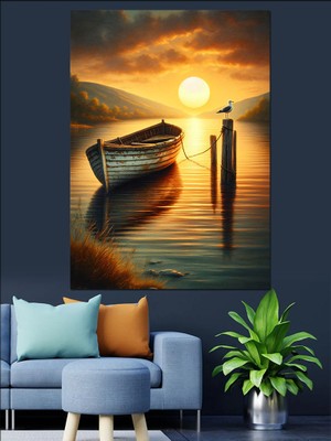 Ahşap Tekne Dekoratif Kanvas - Mdf Ahşap Tablo