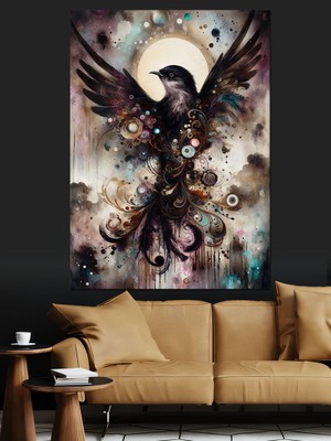 Kuş ve Desenler Dekoratif Kanvas - Mdf Ahşap Tablo