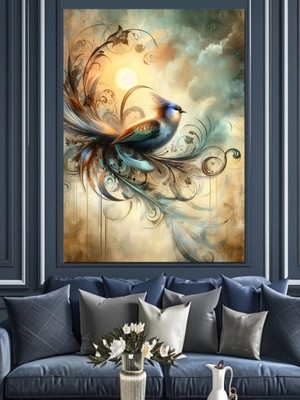 Mavi Kuş Dekoratif Kanvas - Mdf Ahşap Tablo