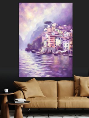 Kenarındaki Binalar Dekoratif Kanvas - Mdf Ahşap Tablo