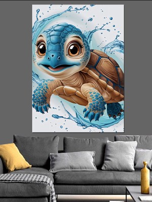 Yavru Deniz Kaplumbağası Dekoratif Kanvas - Mdf Ahşap Tablo