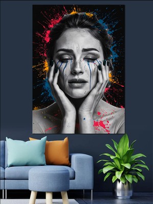Ağlayan Kadın Dekoratif Kanvas - Mdf Ahşap Tablo