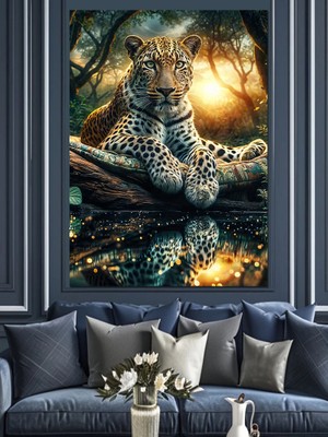 Ormandaki Asil Leopar Dekoratif Kanvas - Mdf Ahşap Tablo