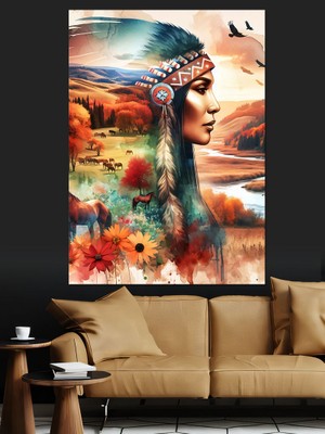 Filler Çöl ve Kızıldereli Kadın Dekoratif Kanvas - Mdf Ahşap Tablo