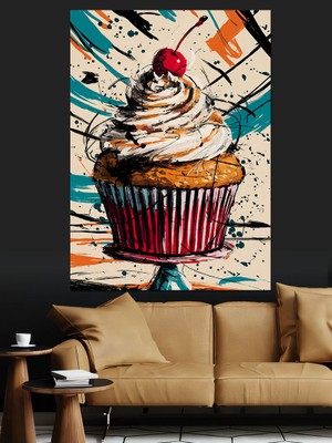 Tatlı Cupcake Dekoratif Kanvas - Mdf Ahşap Tablo