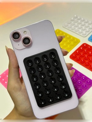 Bilişim Akademi Siyah Silikon Telefon Arkası Vantuz Aynaya Telefon Yapışırma Vantuzlu Telefon Tutucu