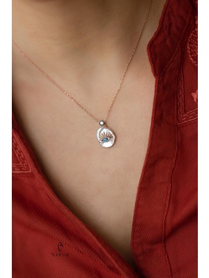 Göz Nazar Beyaz Barok Inci Tek Taş Gümüş Kolye