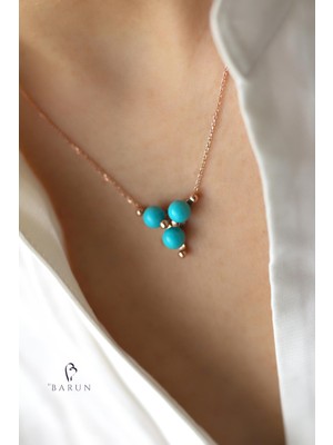 Yuvarlak 3 Taşlı 925 Ayar Gümüş Kolye