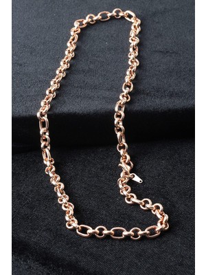 Kalın Zincir Yuvarlak Model Oval 925 Ayar Gümüş Kolye