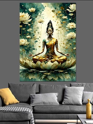 Yoga Yapan Kadın Dekoratif Kanvas - Mdf Ahşap Tablo