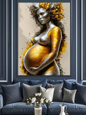 Hamile Kadın Dekoratif Kanvas - Mdf Ahşap Tablo