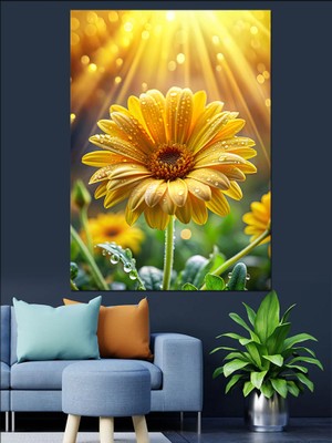 Sarı Çiçek Dekoratif Kanvas - Mdf Ahşap Tablo