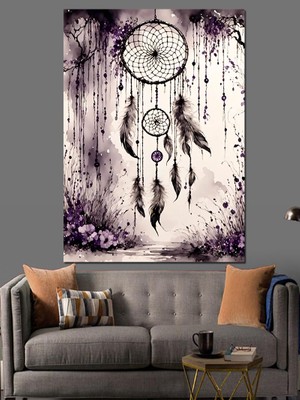 Düş Kapanı Dreamcatcher Dekoratif Kanvas - Mdf Ahşap Tablo