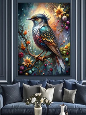 Renkli Kuş Dekoratif Kanvas - Mdf Ahşap Tablo