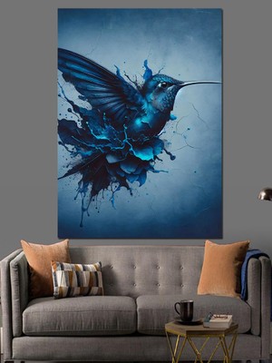 Mavi Arı Kuşu Dekoratif Kanvas - Mdf Ahşap Tablo