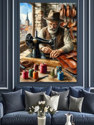 Retro Terzi Dekoratif Kanvas - Mdf Ahşap Tablo