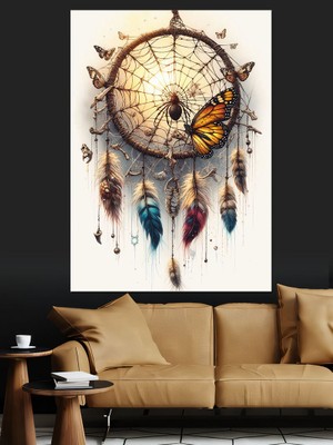 Düş Kapanı Dreamcatcher Dekoratif Kanvas - Mdf Ahşap Tablo