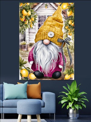 Sarı Bereli Cüce Dekoratif Kanvas - Mdf Ahşap Tablo